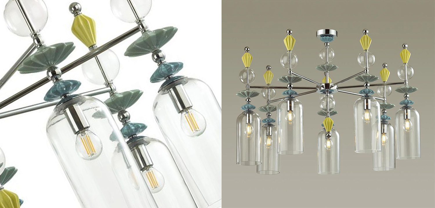 Люстра Iris Glass Chandelier candy 7 chrome Люстра Iris Glass Chandelier candy 7 chrome - Loft-Concept в Воронеже