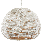Подвесной светильник в форме купола с декором из круглых деревянных бусин White Wooden Beads Chandelier варинант исполнения - 2 | Loft Concept в Воронеже