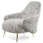 Кресло мягкое с принтом на золотистых ножках Onlooker варинант исполнения - 5 | Loft Concept в Воронеже