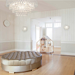 Люстра подвесная круглая с молочными стеклянными подвесками в форме капель Droplet Chandelier варинант исполнения - 4 | Loft Concept в Воронеже