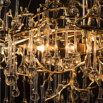 Подвесная люстра в виде ветвей деревьев золотого цвета с прозрачными подвесками-каплями 10 и 14 ламп Droplet Chandelier варинант исполнения - 6 | Loft Concept в Воронеже