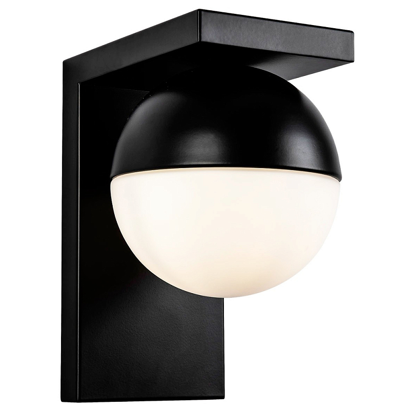 Бра с плафоном в виде шара Ponzio Flos Black Sphere Wall Lamp Черный Белый в Воронеже | Loft Concept 