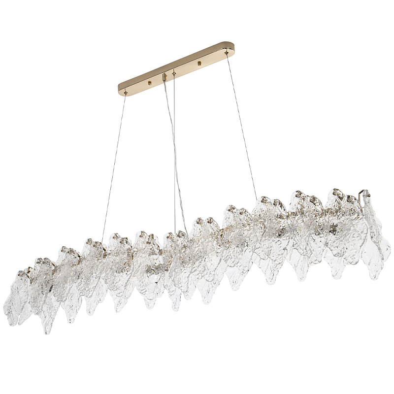 Линейная люстра с декором из текстурированного стекла Textured Glass Linear Chandelier 8 Прозрачное Стекло Золотой Линейная люстра с декором из текстурированного стекла Textured Glass Linear Chandelier 8 Прозрачное Стекло Золотой в Воронеже | Loft Concept