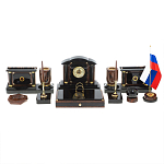 Настольный письменный набор с часами из природного камня обсидиана Peace Contract варинант исполнения - 1 | Loft Concept в Воронеже