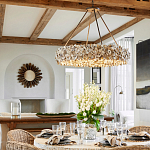 Люстра круглая с абажуром из устричных раковин Sea Ravens варинант исполнения - 4 | Loft Concept в Воронеже