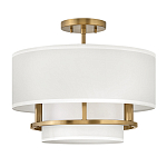 Потолочный светильник с двухслойным белым текстильным абажуром Hinkley варинант исполнения - 14 | Loft Concept в Воронеже
