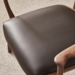 Стул деревянный с мягким сиденьем из коричневой натуральной кожи Moon Walnut Furniture варинант исполнения - 9 | Loft Concept в Воронеже