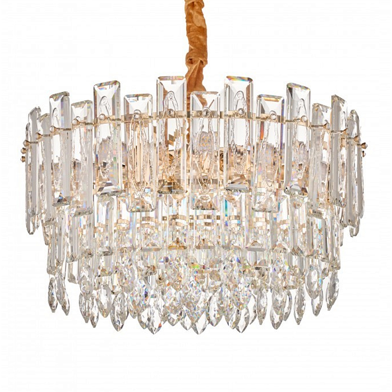 Круглая люстра с хрустальными подвесками на золотистом каркасе Gorgeous Crystal Light Золотой Прозрачный Круглая люстра с хрустальными подвесками на золотистом каркасе Gorgeous Crystal Light Золотой Прозрачный в Воронеже | Loft Concept