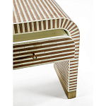Тумбочка прикроватная с ящиком Tofino Stripes Bone Inlay Bedside Beige варинант исполнения - 3 | Loft Concept в Воронеже