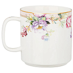 Кружка из фарфора белая с цветочным принтом 400 мл Flower Porcelain Collection варинант исполнения - 1 | Loft Concept в Воронеже