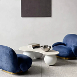 Дизайнерский журнальный стол с изогнутой столешницей на круглых ножках Rigilyr варинант исполнения - 3 | Loft Concept в Воронеже