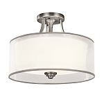 Потолочный светильник с двойным цилиндрическим плафоном из белого стекла и прозрачной органзы Kichler варинант исполнения - 7 | Loft Concept в Воронеже