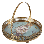 Блюдо круглое с ручкой и голубым фарфоровым дном с цветочным рисунком Blue Garden варинант исполнения - 1 | Loft Concept в Воронеже