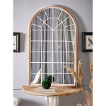 Зеркало-окно настенное в венецианском стиле с деревянной рамой бежевого цвета Venetian Smooth варинант исполнения - 5 | Loft Concept в Воронеже