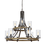 Люстра с цилиндрическим плафонами из толстого волнистого стекла в индустриальном стиле Feiss варинант исполнения - 1 | Loft Concept в Воронеже