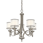 Люстра с белыми тканевыми абажурами в прозрачных стеклянных цилиндрах Kichler варинант исполнения - 6 | Loft Concept в Воронеже