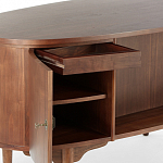 Дизайнерский письменный стол округлой формы с 4-мя ящиками и дверкой с полочками Rili варинант исполнения - 3 | Loft Concept в Воронеже