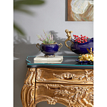 Чаша темно-синяя фарфоровая с бронзовыми ручками и ажурным ободком Eden Garden варинант исполнения - 4 | Loft Concept в Воронеже