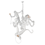 Люстра с тремя фигурами обезьян с лампочками в руках белого цвета Hanging Monkey варинант исполнения - 1 | Loft Concept в Воронеже