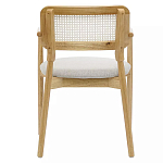 Стул обеденный с мягким сиденьем и спинкой из плетеного ротанга Wood and Textile Chair варинант исполнения - 4 | Loft Concept в Воронеже