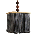 Люстра квадратная с бахромой и подвесом из деревянных бусин Psyche варинант исполнения - 2 | Loft Concept в Воронеже