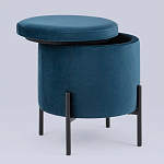 Синий пуф на черных ножках SANJAY варинант исполнения - 2 | Loft Concept в Воронеже