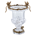 Ваза из прозрачного стекла на бронзовой подставке с ободком и ручками в виде стрекоз Eden Garden варинант исполнения - 1 | Loft Concept в Воронеже