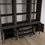 Модульный стеллаж Primo из трех составных элементов Темный орех варинант исполнения - 4 | Loft Concept в Воронеже