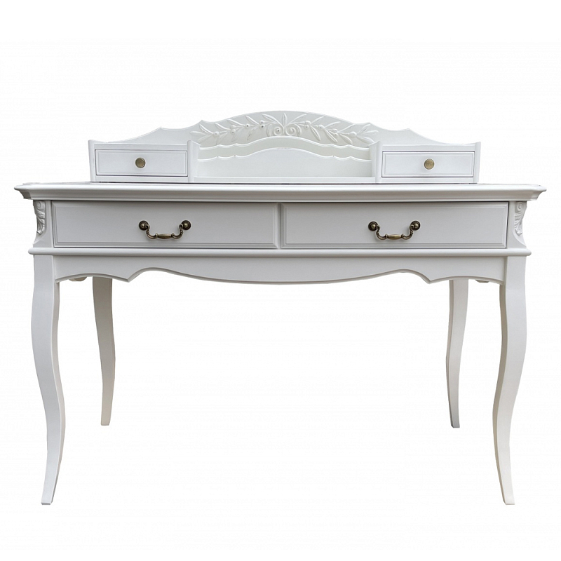 Стол-бюро белого цвета из массива бука с 4-мя ящиками White Provence Белый в Воронеже | Loft Concept 