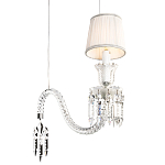 Подвесной светильник с белым текстильным абажуром и изогнутым хрустальным основанием с подвесками Lustre Reverie варинант исполнения - 4 | Loft Concept в Воронеже