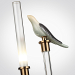 Настольная лампа с прозрачной трубкой и декоративной фигуркой птицы на бронзовой подставке Ganthea варинант исполнения - 4 | Loft Concept в Воронеже