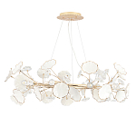 Люстра круглая с белыми лепестками из керамики и прозрачными хрустальными цветками Диаметр 82 см Wintery flovers варинант исполнения - 2 | Loft Concept в Воронеже