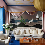 Обои ручная роспись Tsuro Cranes Original colourway on Tarnished Silver gilded paper варинант исполнения - 1 | Loft Concept в Воронеже