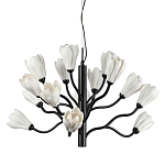 Люстра подвесная черного цвета с ветвями и белыми фарфоровыми цветами Floralis варинант исполнения - 1 | Loft Concept в Воронеже