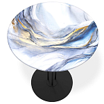 Стол журнальный с круглой бело-голубой столешницей из стекла White and Blue Marble варинант исполнения - 2 | Loft Concept в Воронеже