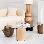 Дизайнерский журнальный стол с прозрачной столешницей и ножками в форме геометрических фигур Pytusin варинант исполнения - 2 | Loft Concept в Воронеже