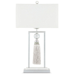 Настольная лампа с прямоугольным тканевым абажуром на белом мраморном основании Silver Threads варинант исполнения - 3 | Loft Concept в Воронеже