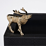 Стол сервировочный кожаный с декором в виде золотистой фигуркой лося Embodiment of Style варинант исполнения - 2 | Loft Concept в Воронеже