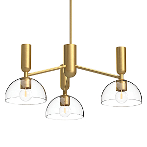 Люстра с 3-мя прозрачными полусферическими плафонами из стекла Alora Mood