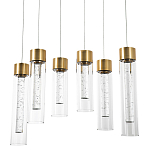 Люстра c 6-ю стеклянными плафонами золото Sparkling Bubbles Tube Gold Hanging Lamp варинант исполнения - 2 | Loft Concept в Воронеже