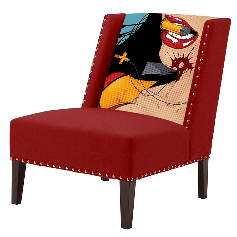 FUN Armchair "Super woman" Red Дизайнерское кресло с цветным принтом Бургундский красный в Воронеже | Loft Concept 