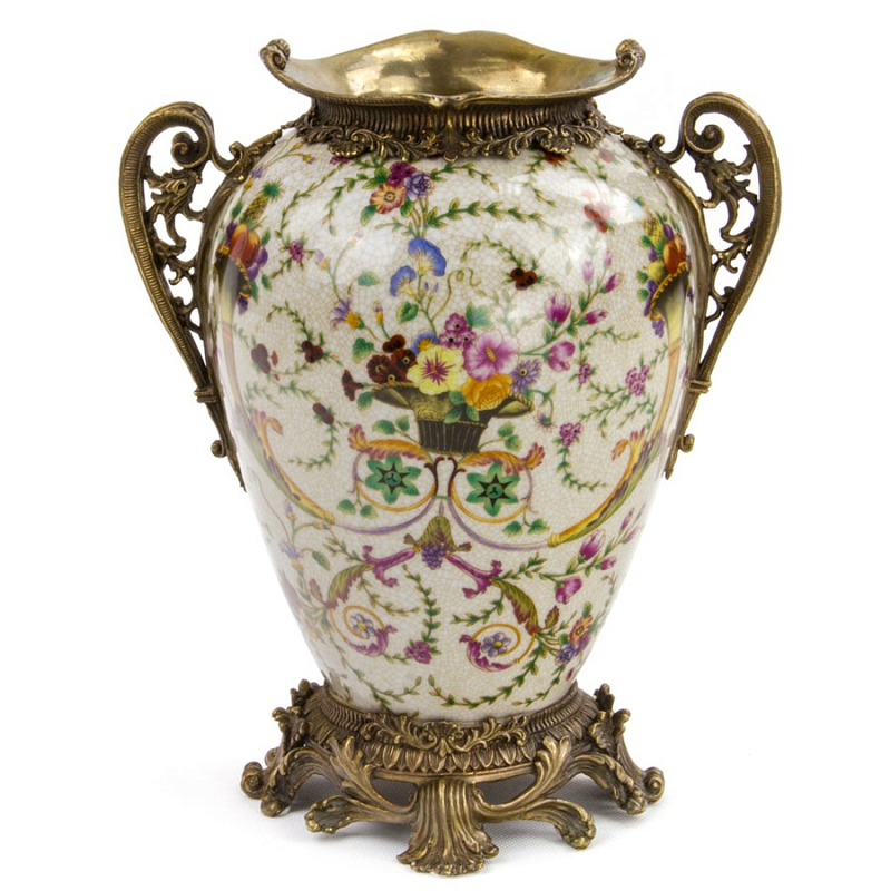 Фарфоровая ваза Pot-Bellied Porcelain Vase Бежевый Бронза в Воронеже | Loft Concept 