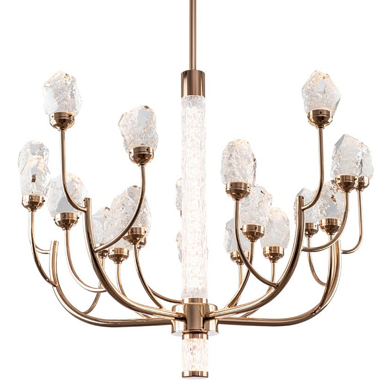 Люстра с декором в виде кристаллов из хрусталя Kenneth Crystal Stone Chandelier 20 Золотой Шампань Прозрачное Стекло в Воронеже | Loft Concept 