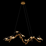 Люстра подвесная линейная с прозрачными стеклянными птичками на ветвях Serip Voa варинант исполнения - 3 | Loft Concept в Воронеже