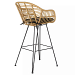 Стул барный с ротанговым плетением Half Bar Chair with Wicker с подлокотниками варинант исполнения - 4 | Loft Concept в Воронеже