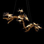 Люстра подвесная линейная с прозрачными стеклянными птичками на ветвях Serip Voa варинант исполнения - 9 | Loft Concept в Воронеже