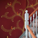 Обои с вышивкой ручной работы Fyodor Original colourway on Merlot linen варинант исполнения - 2 | Loft Concept в Воронеже