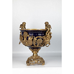 Чаша темно-синего цвета с фигурками ангелов и рельефным декором Eden Garden porcelain and bronze варинант исполнения - 1 | Loft Concept в Воронеже