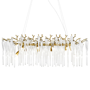Люстра подвесная прямоугольная с бронзовыми акцентами и прозрачными стеклянными каплями Droplet Chandelier