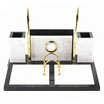 Настольный письменный набор из белого мрамора с часами Marble Accessory варинант исполнения - 1 | Loft Concept в Воронеже